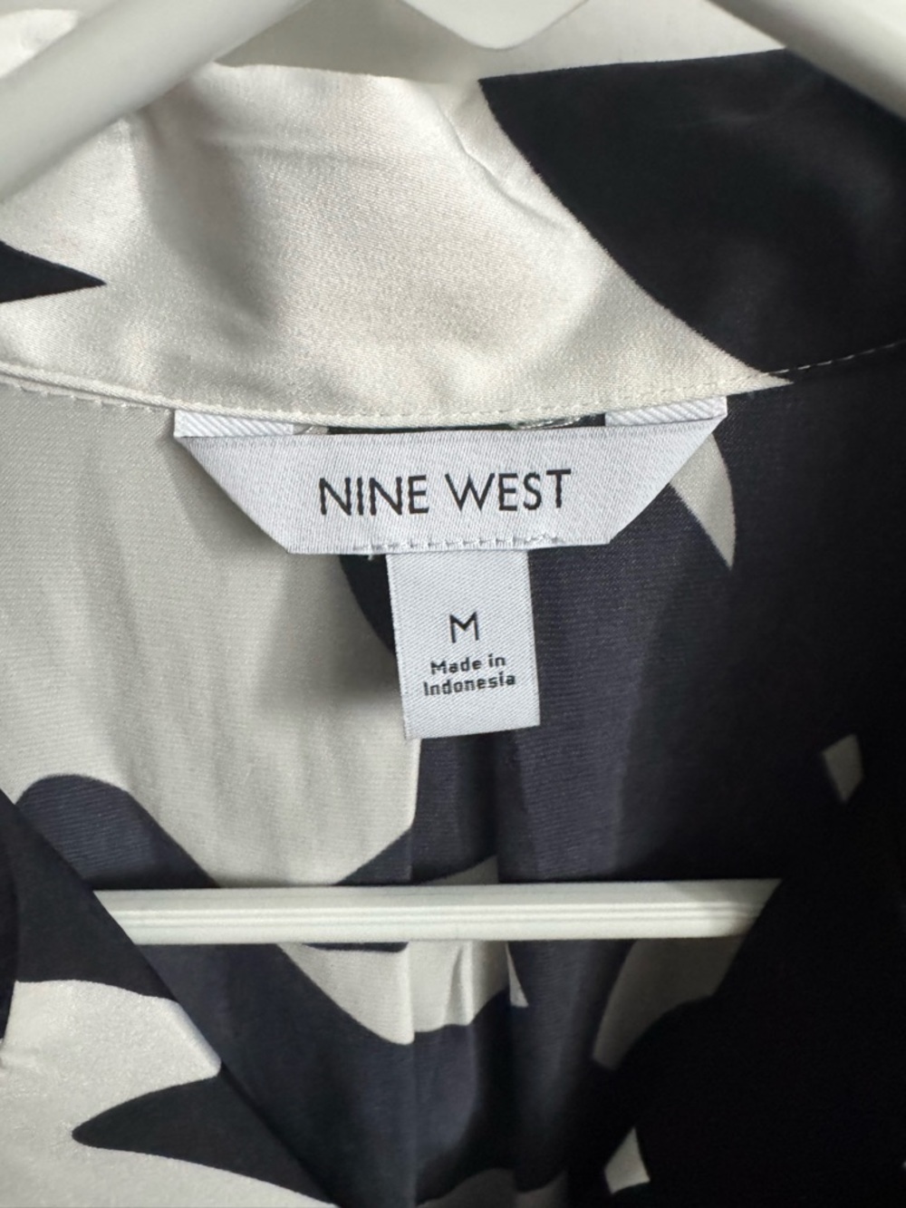 Nine West Black and White Abstract Button-Down Shirt - Picture 2 of 3